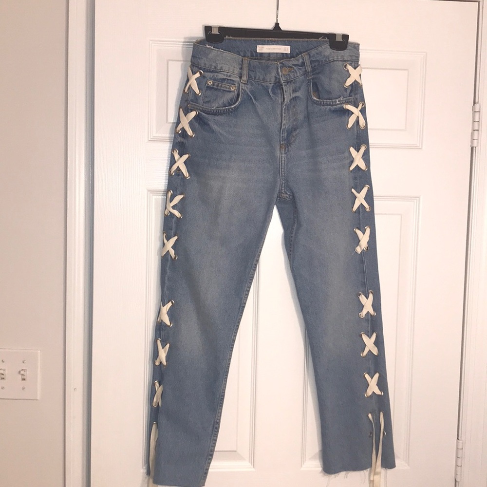 Zara TRF Lace-Up Jeans